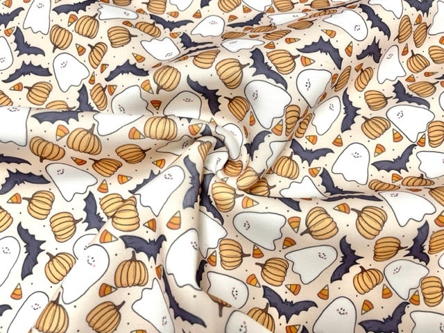 Brittany Frost Designs Bat Ghosts Super Scuba Techno Print #160 Double Knit Stretch Fabric Poly Spandex Fabric 58"-60" Wide By The Yard