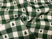 Load image into Gallery viewer, Buffalo Plaid Xmas Tree Super Scuba Techno Print #90 Double Knit Stretch Fabric Poly Spandex Apparel Craft Fabric 58&quot;-60&quot; Wide By The Yard