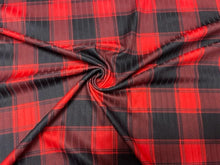 Load image into Gallery viewer, 8x3 Rib Lumberjack Plaid Red Black DBP Knit Print #288 Double Brushed Poly Spandex Stretch 190GSM Apparel Fabric 58&quot;-60&quot; Wide By The Yard
