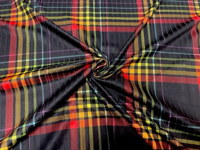 8x3 Rib Rainbow Plaid DBP Knit Print #308 Double Brushed Poly Spandex Stretch 190GSM Apparel Fabric 58"-60" Wide By The Yard