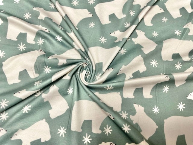 Brittany Frost Designs Polar Bear DBP Print #881 Double Brushed Polyester Spandex Apparel Stretch Fabric 190 GSM 58"-60" Wide By The Yard