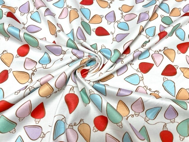 Brittany Frost Designs Xmas Lights DBP Print #887 Double Brushed Polyester Spandex Apparel Stretch Fabric 190 GSM 58"-60" Wide By The Yard