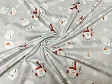 Load image into Gallery viewer, Brittany Frost Designs Snowman DBP Print #888 Double Brushed Polyester Spandex Apparel Stretch Fabric 190 GSM 58&quot;-60&quot; Wide By The Yard