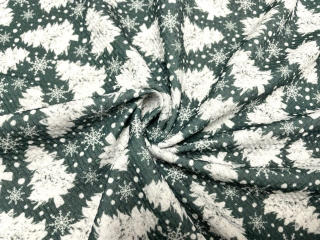 Brittany Frost Designs Xmas Trees Bullet Print #810 Ribbed Scuba Double Knit Stretch Poly Spandex Apparel Craft Fabric 58"-60" Wide BTY