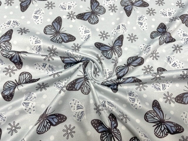 Brittany Frost Designs Butterflies DBP Print #890 Double Brushed Polyester Spandex Apparel Stretch Fabric 190 GSM 58"-60" Wide By The Yard