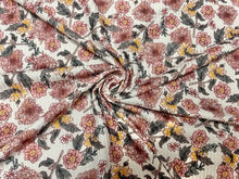 Load image into Gallery viewer, 4x2 Rib Brittany Frost Designs Floral DBP Knit Print #312 Double Brushed Poly Spandex Stretch 190GSM Apparel Fabric 58&quot;-60&quot; Wide By The Yard
