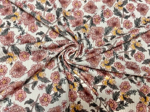 4x2 Rib Brittany Frost Designs Floral DBP Knit Print #312 Double Brushed Poly Spandex Stretch 190GSM Apparel Fabric 58"-60" Wide By The Yard