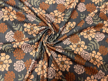 Load image into Gallery viewer, 4x2 Rib Brittany Frost Designs Fall Floral DBP Knit Print #319 Double Brush Poly Spandex Stretch 190GSM Fabric 58"-60" Wide By The Yard
