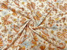 Load image into Gallery viewer, 4x2 Rib Boho Butterfly Fall Floral DBP Knit Print #321 Double Brushed Poly Spandex Stretch 190GSM Apparel Fabric 58&quot;-60&quot; Wide By The Yard