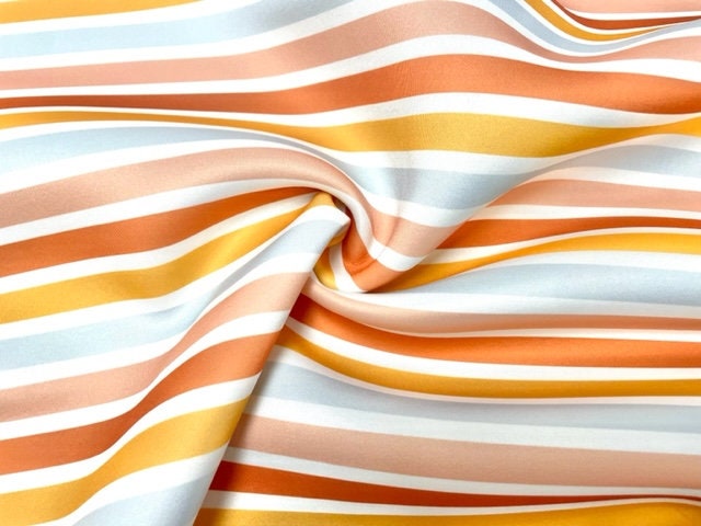 Fall Stripe Super Scuba Techno Print #109 Double Knit Stretch Fabric Poly Spandex Apparel Craft Fabric 58"-60" Wide By The Yard