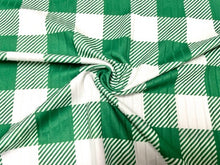 Load image into Gallery viewer, 8x3 Buffalo Plaid Green White DBP Knit Print #409 Double Brushed Poly Spandex Stretch 190GSM Apparel Fabric 58&quot;-60&quot; Wide By The Yard