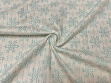 Load image into Gallery viewer, 8x3 Rib Brittany Frost Designs Snowflakes DBP Knit Print #413 Brushed Poly Spandex Stretch 190GSM Apparel Fabric 58&quot;-60&quot; Wide By The Yard