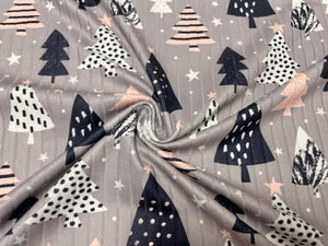 8x3 Buffalo Star Christmas Tree DBP Knit Print #415 Double Brushed Poly Spandex Stretch 190GSM Apparel Fabric 58"-60" Wide By The Yard