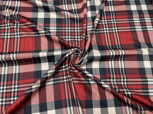 8x3 Rib Fall Plaid DBP Knit Print #342 Double Brushed Poly Spandex Stretch 190GSM Apparel Fabric 58"-60" Wide By The Yard