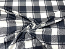 Load image into Gallery viewer, 8x3 Rib Lumberjack Plaid Black White DBP Knit Print #344 Double Brushed Poly Spandex Stretch 190GSM Apparel Fabric 58&quot;-60&quot; Wide By The Yard