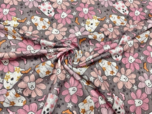 Load image into Gallery viewer, 8x3 Rib Brittany Frost Designs Floral Ghosts DBP Knit Print #346 Brushed Poly Spandex Stretch 190GSM Apparel Fabric 58"-60" Wide By The Yard