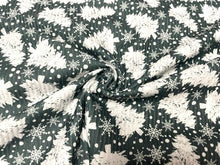 Load image into Gallery viewer, 4x2 Rib Knit Brittany Frost Designs Christmas Trees DBP Print #419 Double Brush Poly Spandex Stretch 190GSM Fabric 58"-60" Wide By The Yard