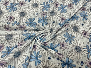 4x2 Rib Knit Brittany Frost Designs Winter Florals DBP Print #433 Double Brush Poly Spandex Stretch 190GSM Fabric 58"-60" Wide By The Yard