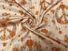 Load image into Gallery viewer, 8x3 Peace Sign Floral Butterfly DBP Knit Print #366 Double Brushed Poly Spandex Stretch 190GSM Apparel Fabric 58&quot;-60&quot; Wide By The Yard