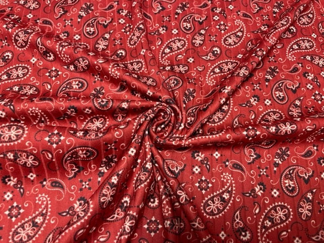 8x3 Bandana Western DBP Knit Print #378 Double Brushed Poly Spandex Stretch 190GSM Apparel Fabric 58"-60" Wide By The Yard