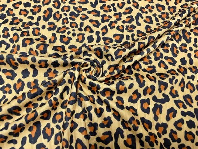 8x3 Leopard Spot Animal DBP Knit Print #381 Double Brushed Poly Spandex Stretch 190GSM Apparel Fabric 58"-60" Wide By The Yard