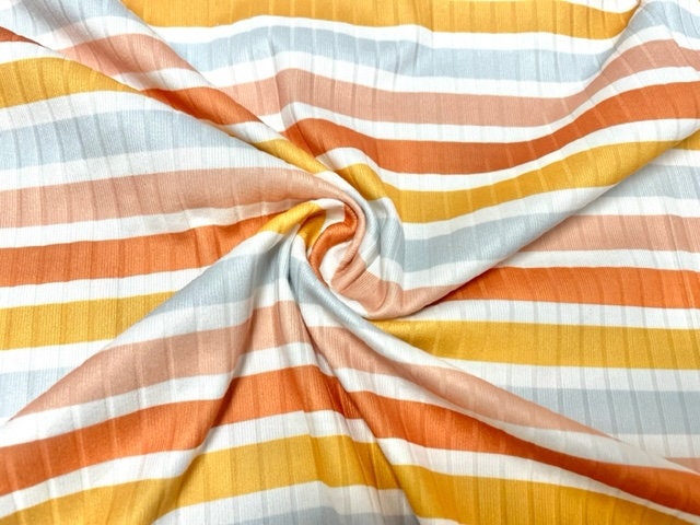 8x3 Fall Stripes DBP Knit Print #398 Double Brushed Poly Spandex Stretch 190GSM Apparel Fabric 58"-60" Wide By The Yard