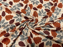Load image into Gallery viewer, 8x3 Rib Brittany Frost Designs Fall Floral DBP Knit Print #400 Brushed Poly Spandex Stretch 190GSM Apparel Fabric 58"-60" Wide By The Yard