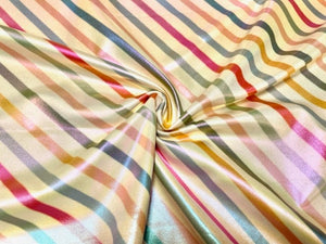 Candy Cane Stripe Pleather Print #12 Shiny Faux Leather Stretch Vinyl Poly Spandex 190 GSM Apparel Fabric 58"-60" Wide By The Yard