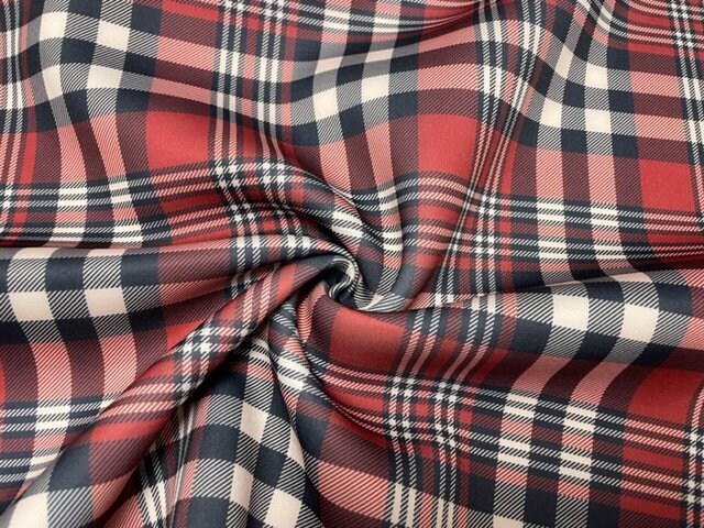 Fall Plaid Super Scuba Techno Print #142 Double Knit Stretch Fabric Poly Spandex Apparel Craft Fabric 58"-60" Wide By The Yard