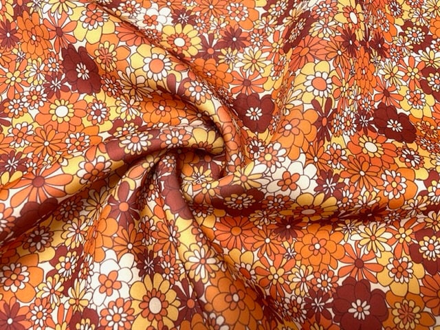 Retro Fall Floral Super Scuba Techno Print #152 Double Knit Stretch Fabric Poly Spandex Apparel Craft Fabric 58"-60" Wide By The Yard