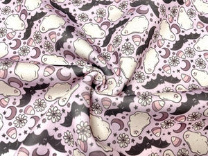 Brittany Frost Designs Purple Ghosts Super Scuba Techno Print #159 Double Knit Stretch Fabric Poly Spandex Fabric 58"-60" Wide By The Yard