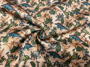 Brittany Frost Designs Dinosaurs Super Scuba Techno Print #161 Double Knit Stretch Fabric Poly Spandex Fabric 58"-60" Wide By The Yard