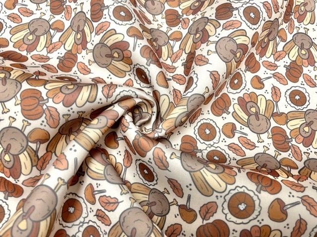 Brittany Frost Designs Thanksgiving Super Scuba Techno Print #171 Double Knit Stretch Fabric Poly Spandex Fabric 58"-60" Wide By The Yard