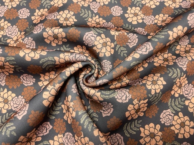 Brittany Frost Designs Fall Floral Super Scuba Techno Print #173 Double Knit Stretch Fabric Poly Spandex Fabric 58"-60" Wide By The Yard