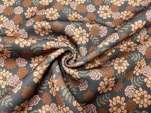 Brittany Frost Designs Fall Floral Super Scuba Techno Print #173 Double Knit Stretch Fabric Poly Spandex Fabric 58"-60" Wide By The Yard