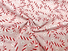Load image into Gallery viewer, Brittany Frost Designs Candy Canes Bullet Print #813 Ribbed Scuba Double Knit Stretch Poly Spandex Apparel Craft Fabric 58"-60" Wide BTY