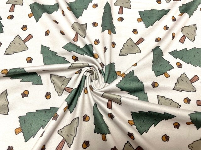 Brittany Frost Designs Xmas Tree DBP Print #902 Double Brushed Polyester Spandex Apparel Stretch Fabric 190 GSM 58"-60" Wide By The Yard