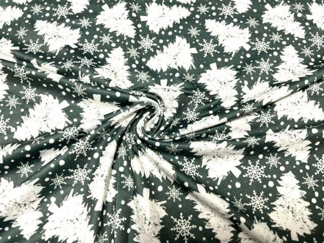 Brittany Frost Designs Xmas Trees DBP Print #905 Double Brushed Polyester Spandex Apparel Stretch Fabric 190 GSM 58"-60" Wide By The Yard