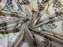 Load image into Gallery viewer, Xmas Tree Leopard Spot Holographic Pleather Print #5 Shiny Faux Leather Stretch Vinyl Poly Spandex 190 GSM Fabric 58&quot;-60&quot; Wide By The Yard