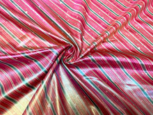 Load image into Gallery viewer, Candy Cane Holographic Pleather Print #6 Shiny Faux Leather Stretch Vinyl Poly Spandex 190 GSM Apparel Fabric 58&quot;-60&quot; Wide By The Yard