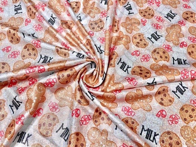 Brittany Frost Designs Milk Cookie Sparkle Print #7 Shiny Shimmer Stretch Poly Spandex 190 GSM Apparel Craft Fabric 58"-60" Wide By The Yard