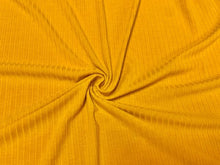 Load image into Gallery viewer, Mustard Yellow DBP 8X3 Rib Knit #26 Double Brushed Polyester Spandex Stretch 190GSM Apparel Fabric 58&quot;-60&quot; Wide By The Yard