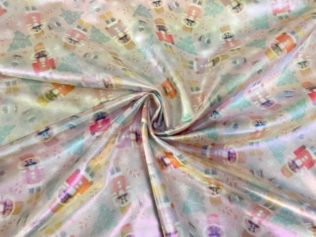 Holo Pleather Brittany Frost Designs Nutcracker Print #22 Shiny Stretch Vinyl Poly Spandex 190 GSM Apparel Fabric 58"-60" Wide By The Yard
