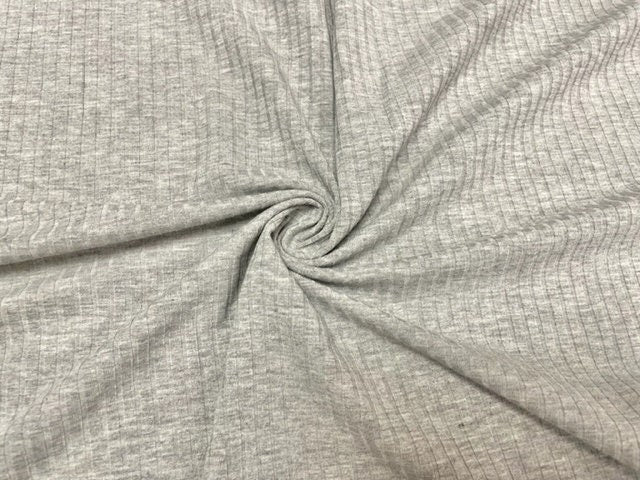 2 Tone Heather Gray DBP 8X3 Rib Knit #28 Double Brushed Polyester Spandex Stretch 190GSM Apparel Fabric 58"-60" Wide By The Yard