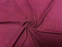 Load image into Gallery viewer, Wine DBP 8X3 Rib Knit #33 Double Brushed Polyester Spandex Stretch 190GSM Apparel Fabric 58&quot;-60&quot; Wide By The Yard