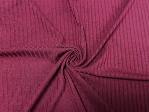 Wine DBP 8X3 Rib Knit #33 Double Brushed Polyester Spandex Stretch 190GSM Apparel Fabric 58"-60" Wide By The Yard