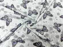 Load image into Gallery viewer, 8x3 Rib Brittany Frost Designs Butterfly DBP Knit Print #443 Brushed Poly Spandex Stretch 190GSM Apparel Fabric 58&quot;-60&quot; Wide By The Yard