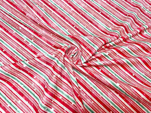 Load image into Gallery viewer, 8x3 Xmas Candy Cane Stripe DBP Knit Print #450 Double Brushed Poly Spandex Stretch 190GSM Apparel Fabric 58&quot;-60&quot; Wide By The Yard