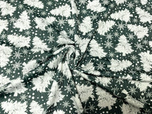 Load image into Gallery viewer, 8x3 Rib Brittany Frost Designs Xmas Tree DBP Knit Print #452 Brushed Poly Spandex Stretch 190GSM Apparel Fabric 58&quot;-60&quot; Wide By The Yard