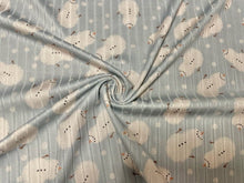 Load image into Gallery viewer, 8x3 Rib Brittany Frost Designs Xmas Snowman DBP Knit Print #457 Brushed Poly Spandex Stretch 190GSM Apparel Fabric 58&quot;-60&quot; Wide By The Yard
